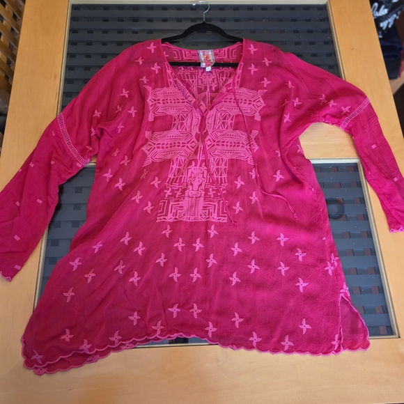 Johnny Was Fuchsia Embroidered Tunic.  32" Lenght, 24 Inches Chest. - Picture 2 of 10